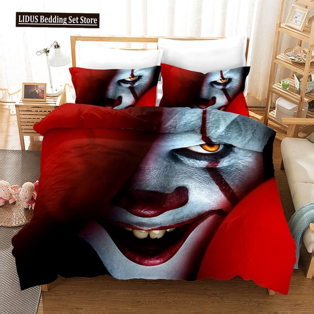 v991 Bed Sheets IT Bedding Set Clown Duvet Cover Sets Comforter Bed Linen Twin Queen King Single Size Dropshipping Horror Moive 3-Piece Bedding Set (1 Duvet Cover + 2 Pillow Shams) Bed Sheets ju991