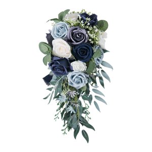 Magideal - De Boda Románticos Para Novia, Ramo De Rosas Artificiales, Ramo Floral Para Aniversario De La Iglesia, Decoración Del Hogar, Accesorios Para Fot , Azul