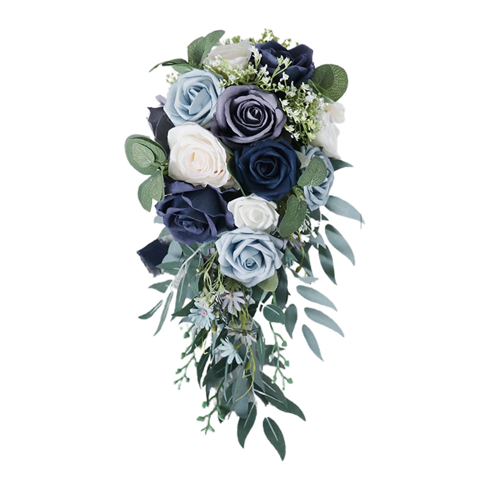 Magideal - De Boda Románticos Para Novia, Ramo De Rosas Artificiales, Ramo Floral Para Aniversario De La Iglesia, Decoración Del Hogar, Accesorios Para Fot , Azul