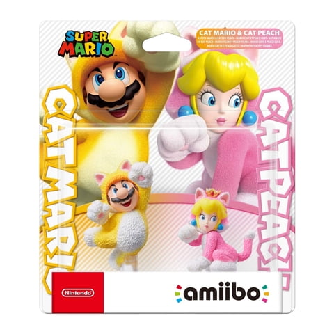 Pack De 2 Figuras Amiibo De Mario Y Peach Cat De Nintendo