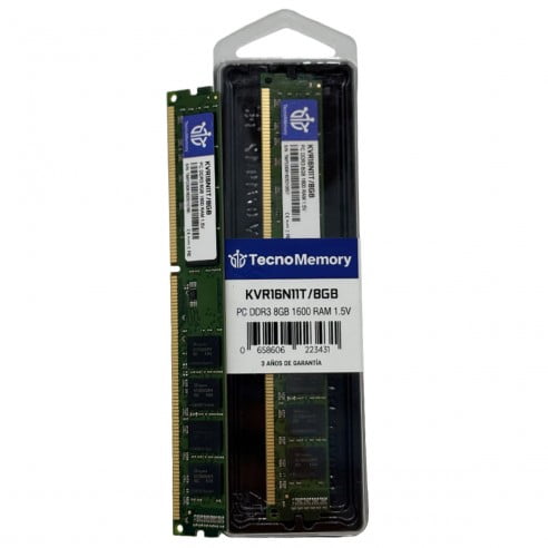 Memoria ram TecnoMemory PC DDR3 8GB 1600Mhz 1,5V KVR16N11T/8GB | Lider