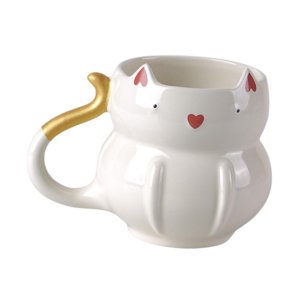 Magideal - Taza De Café De Cerámica Taza De Café Linda Con Tazón De Desayuno De Té De Té Maneñador Para Sostener Bebidas Calientes O Frías Decoración De Mesa Blanco