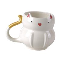 Magideal - Taza De Café De Cerámica Taza De Café Linda Con Tazón De Desayuno De Té De Té Maneñador Para Sostener Bebidas Calientes O Frías Decoración De Mesa Blanco