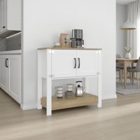 Tuhome - Estación De Café 2 Puertas Latte 87,1X89,0X35,9 Cm Blanco Y Fresno