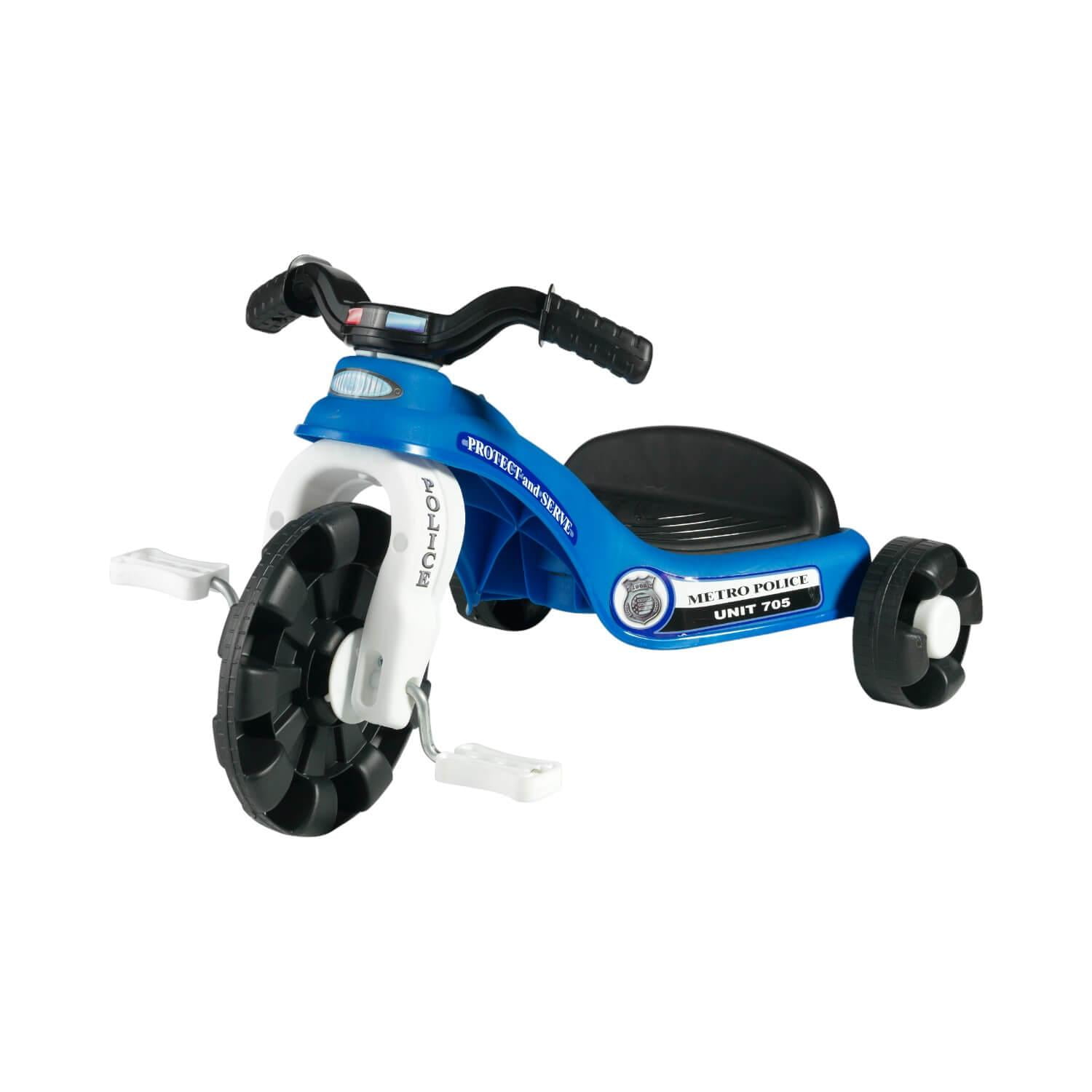Triciclo A Pedales Policial 62x42x36 Cms American Plastic Azul Tamano Unico