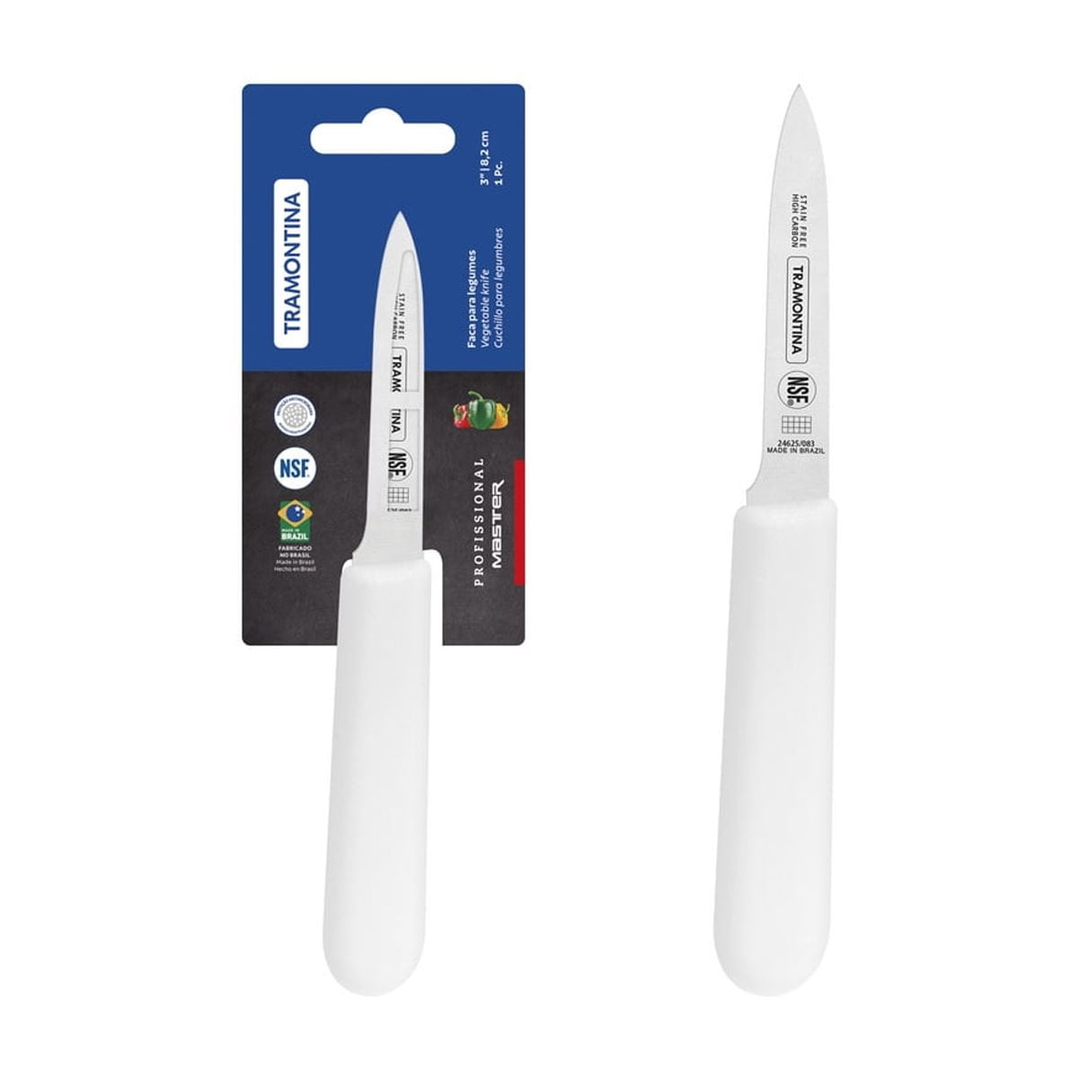 Cuchillo Para Legumbres Tramontina Profesional Con Lámina En Acero Inoxidable Y Mango En Polipropileno Blanco 3