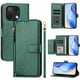 thumbnail image 1 of Funda tipo cartera para UMIDIGI Note 90 con bolsillo con cremallera, tarjetero, soporte, correa para la muñeca y tapa de cuero verde, 1 of 5