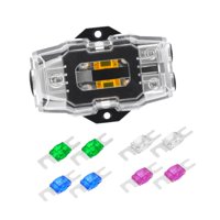 Bothyi - Bloque De Distribución Con Fusibles Para Audio De Automóvil, Utv, Automóvil, Rv, Amplificador Estéreo, Reemplaza Con Fusibles 1 Entrada 2 Salidas