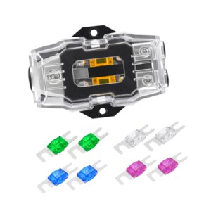 Bothyi - Bloque De Distribución Con Fusibles Para Audio De Automóvil, Utv, Automóvil, Rv, Amplificador Estéreo, Reemplaza Con Fusibles 1 Entrada 2 Salidas