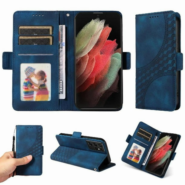 Carcasa FOXDOCK Samsung Galaxy S21 Ultra de cuero PU, diseño acolchado clásico, protección contra caídas y rayones