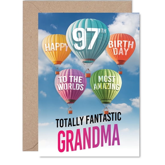 Tarjeta de felicitación Giftzie Grandma, 97 cumpleaños, globo aerostático