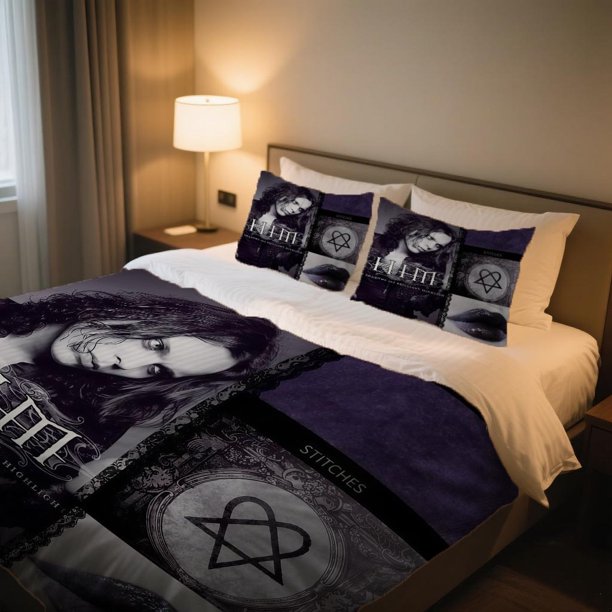 HIM Gothic Romance Duvet Cover Set Digital Print Bedding Cartoon Retro Pattern Set