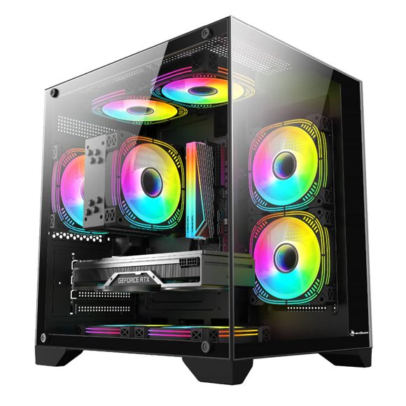 Gabinete Exodia ExoPlus Negro mATX 5 Fans ARGB V. Templado