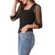 thumbnail image 4 of INSPIRE CHIC Blusa de Mujer con Cuello Cuadrado de Lunares, Malla Semitransparente, Mangas 3/4, Talla L, Negro, 4 of 7