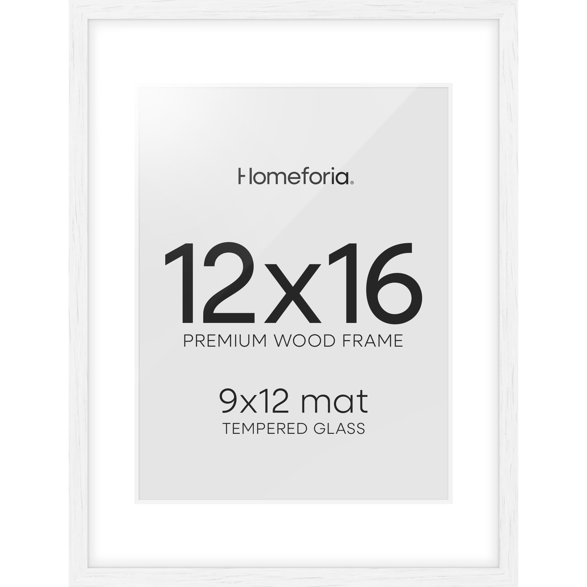 Marco De Fotos Homeforia De Madera De Roble Blanco De 12 X 16 Con Tapete De 9 X 12