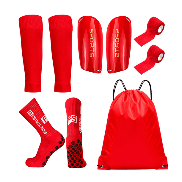 Kit Entrenamiento Fútbol Canilleras Medias Antideslizantes Bolso
