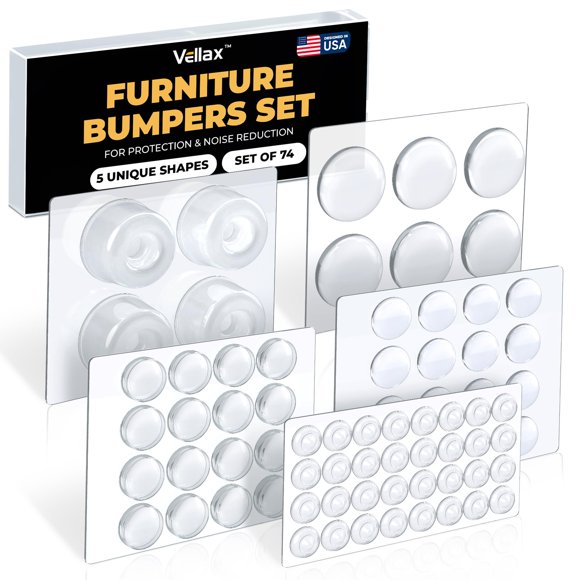 Set de 74 topes de silicona transparente Vellax para muebles