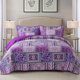 thumbnail image 1 of NEWLAKE Juego de colcha acolchada de algodón reversible con patchwork, patrón bohemio clásico morado, tamaño king, 1 of 8