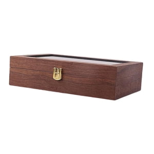 Ioensy - Caja De Reloj De Madera Forro De Terciopelo Con Cerradura Con Parte Superior Transparente Vintage Hombres Mujeres