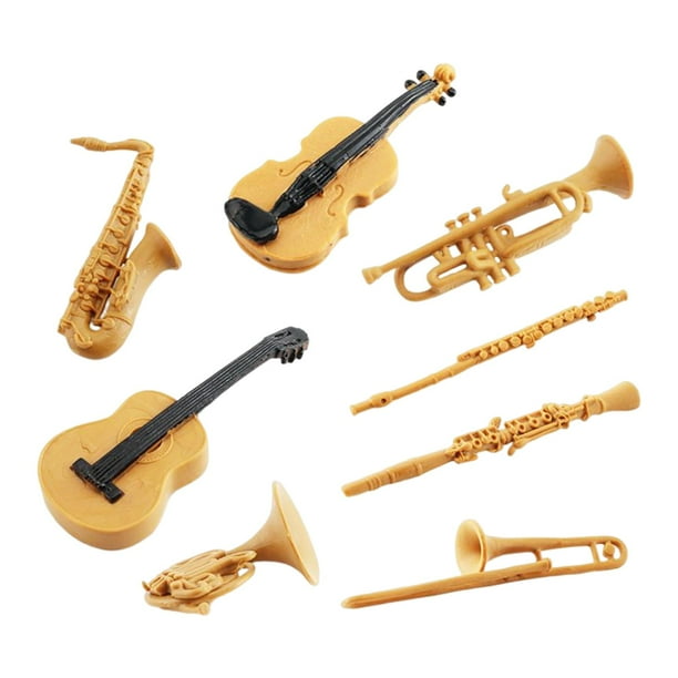 Modelo de guitarra en miniatura de 8 piezas, instrumento Musical de decoración, modelo de cognición, modelo de instrumento Musical Montessori, para
