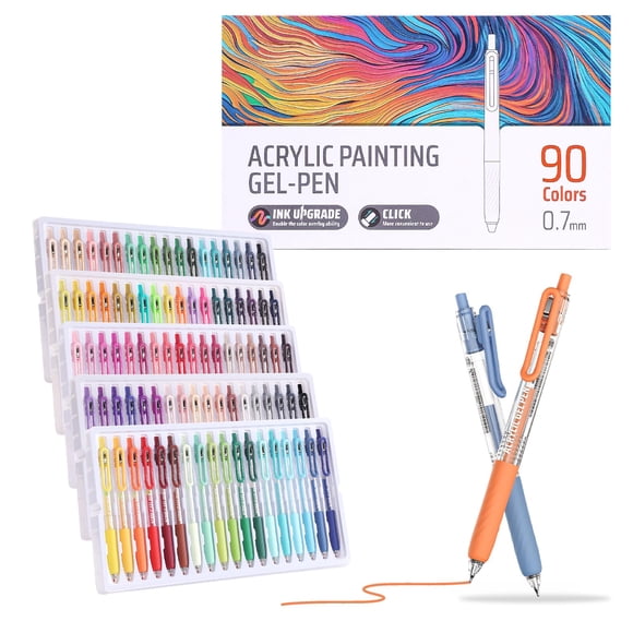 Set de 90 bolígrafos gel acrílicos Xipan de 0,7 mm con punta fina
