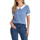 thumbnail image 1 of INSPIRE CHIC Blusas de Mujer para el Regreso a Clases con Cuello Peter Pan en Contraste y Mangas Cortas con Lunares L Azul Polvoriento, 1 of 6