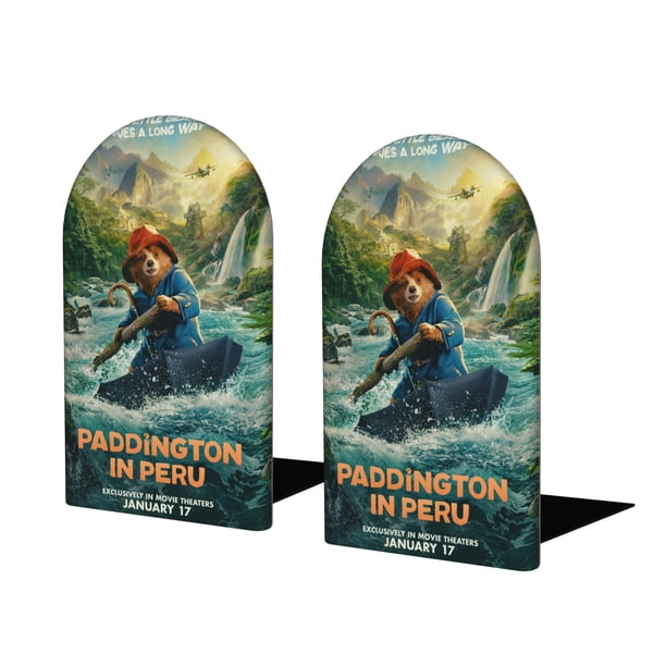 Paddington en Perú Sujetalibros decorativos temáticos, tope para estantería con base antideslizante, uso dual para hogar y oficina - 2 piezas