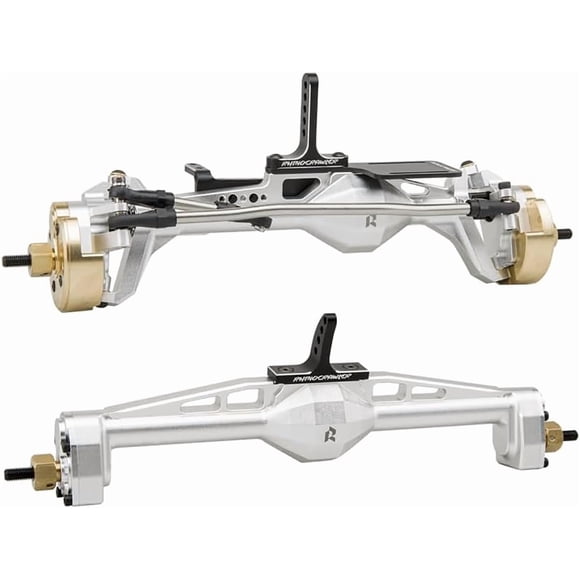Juego Completo de Ejes Portal Delantero y Trasero de Metal Rhino Capra para Auto RC Crawler 1/10 Axial SCX10 I SCX10 II Redcat GEN8 RGT EX86100 (Color Plata)