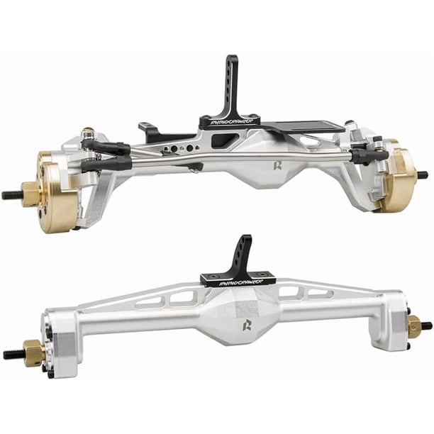 Juego Completo de Ejes Portal Delantero y Trasero de Metal Rhino Capra para Auto RC Crawler 1/10 Axial SCX10 I SCX10 II Redcat GEN8 RGT EX86100 (Color Plata)