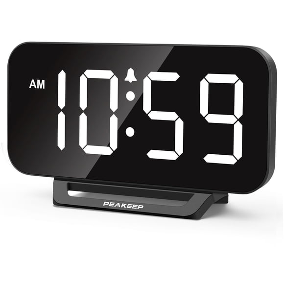 Reloj despertador digital Peakeep para dormitorio, sonido fuerte para personas que duermen profundamente