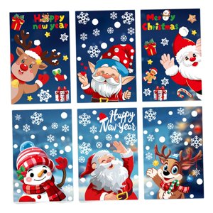 Bothyi - 6X Adhesivos Navideños Para Ventanas, Bonitos Adhesivos Navideños De Pvc Para Etiquetas De Regalo De Equipaje Y Puerta