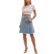 thumbnail image 2 of Falda de Mezclilla para Mujer INSPIRE CHIC Regreso a Clases Cintura Alta Línea A Dobladillo Crudo Falda de Jean Azul Claro Gary XL, 2 of 6