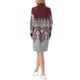 thumbnail image 3 of INSPIRE CHIC Vestido de Punto para Mujer Cuello Alto Manga Larga Patrón Acanalado Vestido Casual hasta la Rodilla L Rojo Oscuro, 3 of 6
