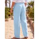 thumbnail image 3 of Pantalones de Lino Ligeros de Playa con Cordón para Hombre INSPIRE CHIC M Azul, 3 of 5