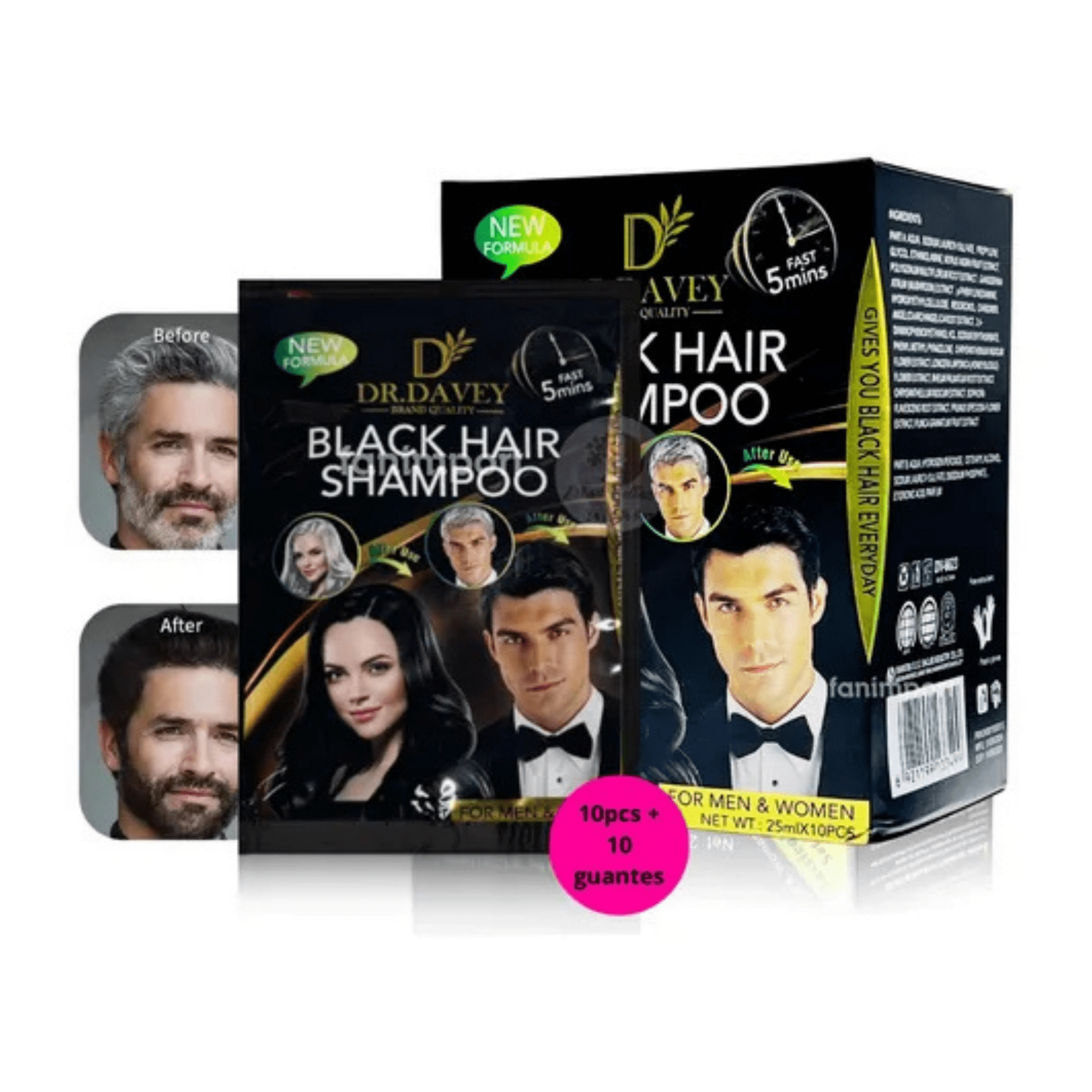 Dr. Davey - Shampoo De Tinte Negro Para Cabello Natural