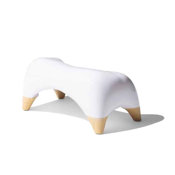 Taburete de inodoro TUSHY Ottoman Premium, blanco/bambú, 7.5 pulgadas