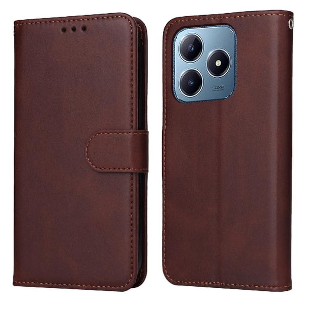 Funda Billetera para Realme Note 60 con Porta Tarjetas y Soporte Ajustable Marrón