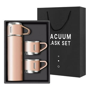 Genérico - Termo Acero Inoxidable 500Ml Beige Claro Y 3 Tazas Aisladas