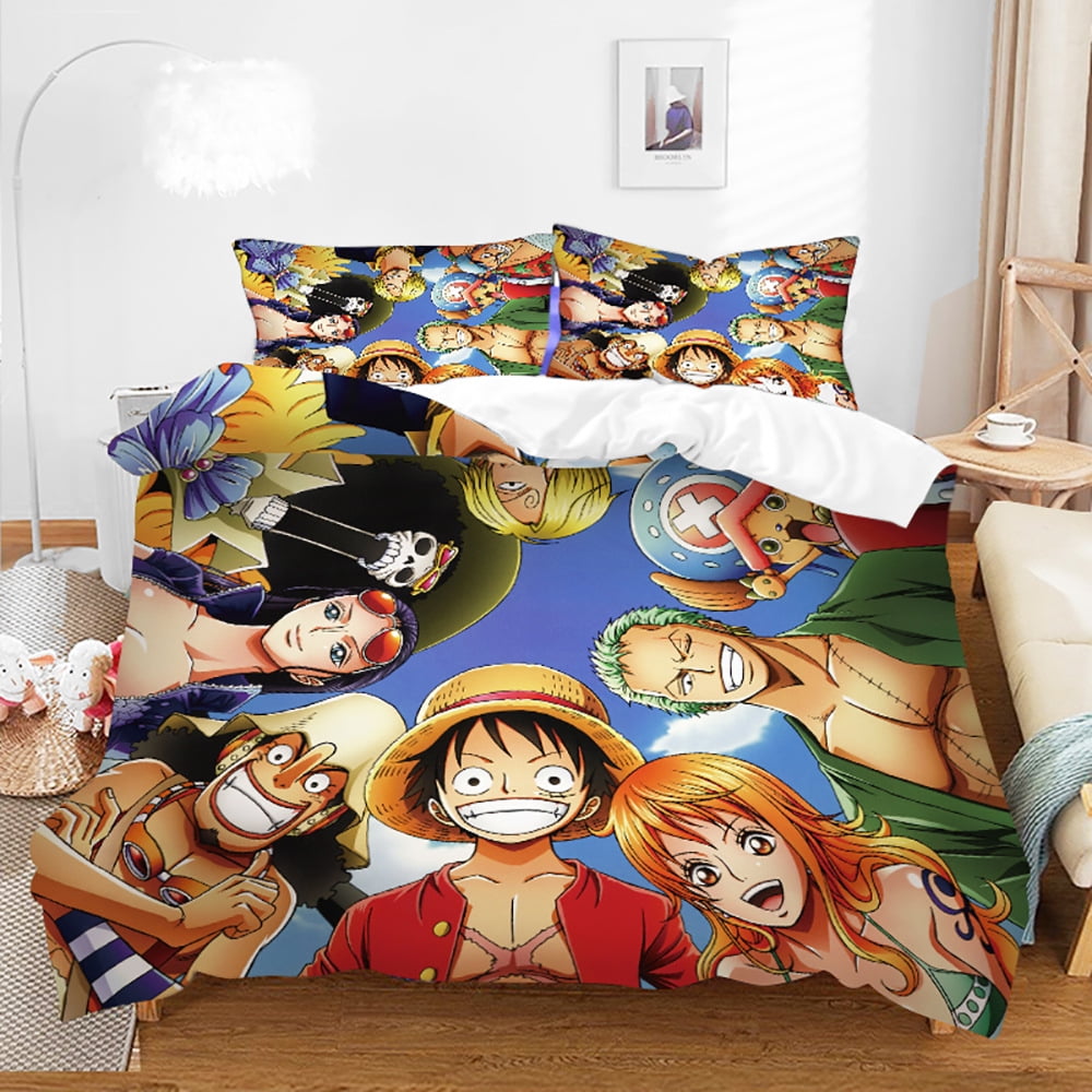 One Piece Pillowcase Duvet Cover Bedding Set Luffy Printed Three Piece Set For Children And Adults In Bed Sheets