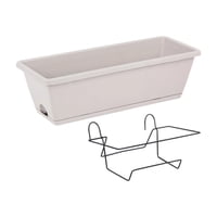 Magideal - Maceta Colgante Para Barandilla De Balcón, Maceta Para Valla, Jardinera Para Ventana Con Bandeja Desmontable, Material Pp Con Orificios De Drenaje. Gris Claro