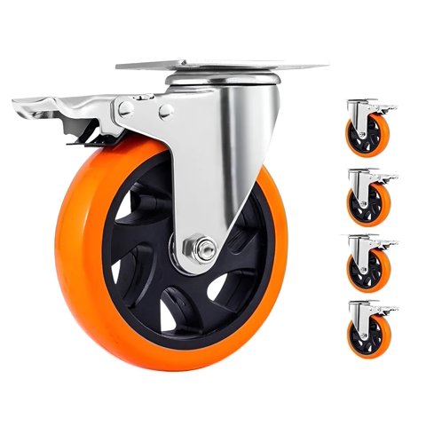 Eoland - X4 Rueda Giratoria Naranja Ruedas Industrial Multiuso 4Pulgadas Naranja