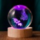thumbnail image 1 of Lámpara nocturna QIANRUNA 3D con forma de bola de cristal con forma de mariposa, 60 mm, 1 of 6