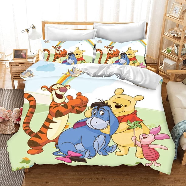 v1406 Bed Sheets The Pooh Bedding Sets Comforter Quilt Bed Cover Duvet Cover Pillow Case - Pieces Sets for Kids Adult Bedroom Decor 3-Piece Bedding Set (1 Duvet Cover + 2 Pillow Shams) Bed Sheets ju14