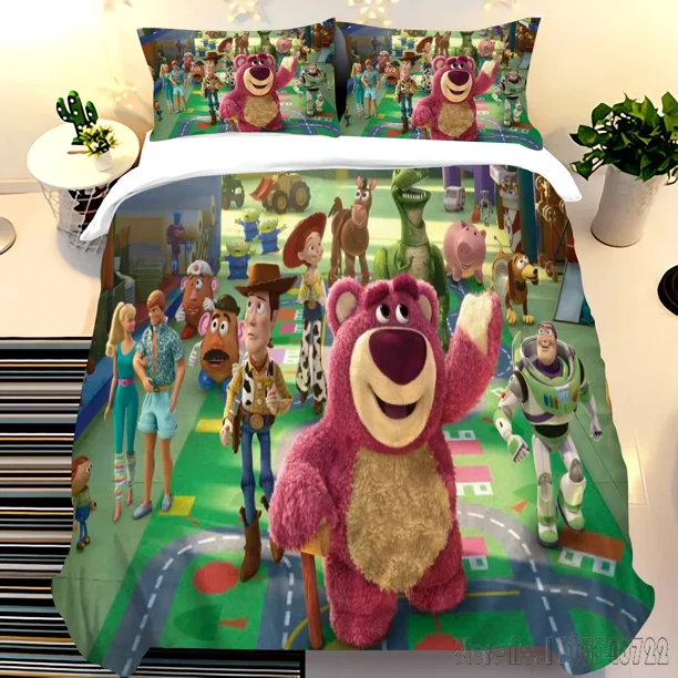 x1130 Bed SheetsCartoon Toy Story Anime Duvet Cover Set HD Comforter Cover Bedclothes for Kids Bedding Sets Bedroom Decor 3-Piece Bedding Set (1 Duvet Cover + 2 Pillow Shams) nj1130