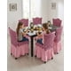 thumbnail image 5 of Set de 6 fundas turkas con falda para sillas con diseño de lineas, 5 of 6