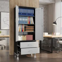 Recilock - Gabinete Metalico Dos Puertas Dos Cajones - Tc-03 Black & Gray