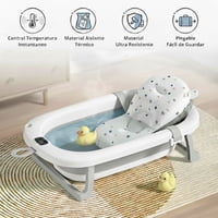 Babyluna - Tina Bañera Plegable Bebé Con Termómetro Y Cojín Gris