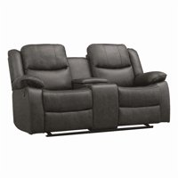 Muebles Santa Ana - Sofá Reclinable Mecedora 2 Cuerpos + Consola Smoke