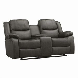 Muebles Santa Ana - Sofá Reclinable Mecedora 2 Cuerpos + Consola Smoke