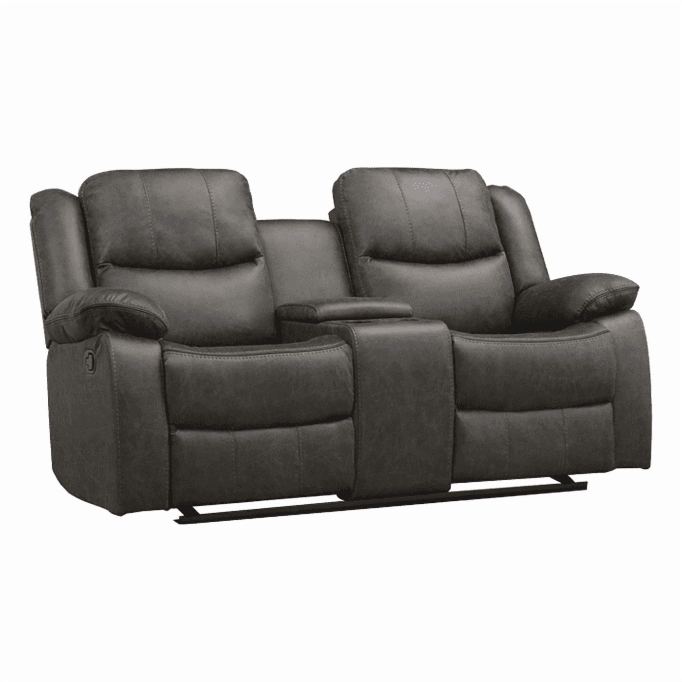 Muebles Santa Ana - Sofá Reclinable Mecedora 2 Cuerpos + Consola Smoke